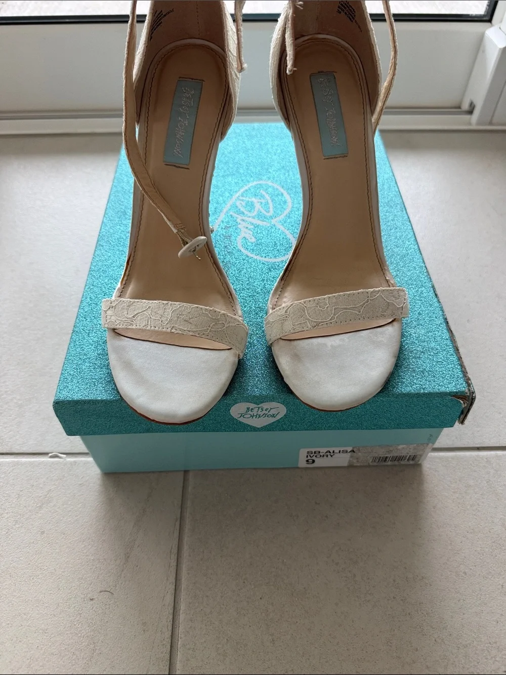 Betsey Johnson Ivory Embellished Lace Heels - Picture 2 of 9